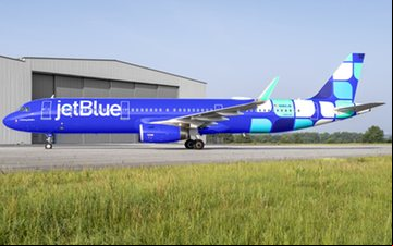 Nova pintura corporativa da Jetblue foi apresentada no último mês de junho - Divulgação