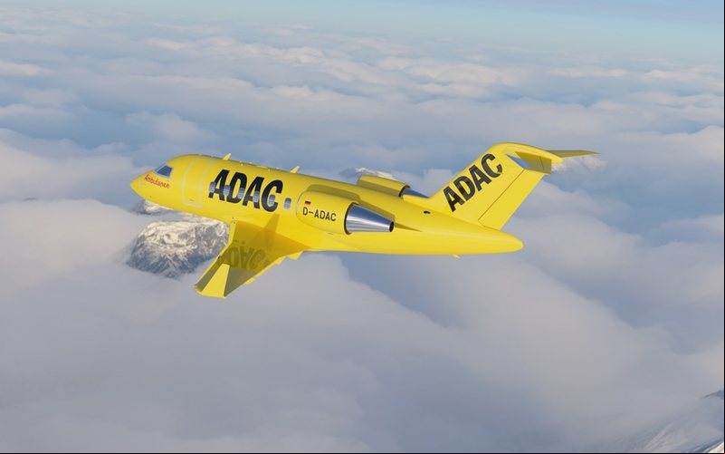 O espaço disponível na cabine da aeronave pode transportar até quatro macas - Bombardier