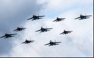 Parte aérea do desfile é um dos pontos altos do evento - TASS / Sergey Bobylev