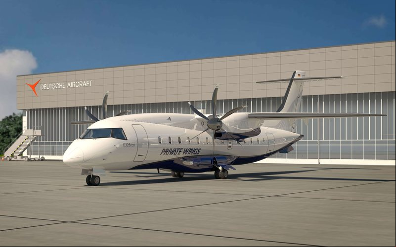 O D328eco utiliza a mesma estrutura básica do Dornier 328 que saiu de linha em 2000 - Deutsche Aircraft