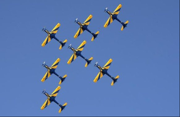 Pilotos da fumaça tiveram constantes treinamentos no período que não realizaram demonstrações - EDA / Suboficial Ribeiro