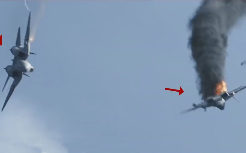 F-14 Tomcat (esquerda) enfrenta e abate um Su-57 em teaser do filme - Reprodução