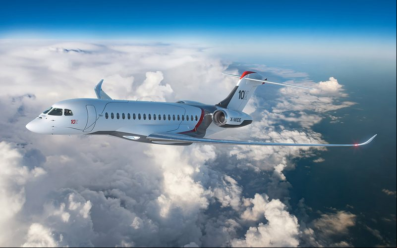 Falcon 10X é a aposta da Dassault para o mercado de aviões de ultralongo alcance e cabine larga - Dassault