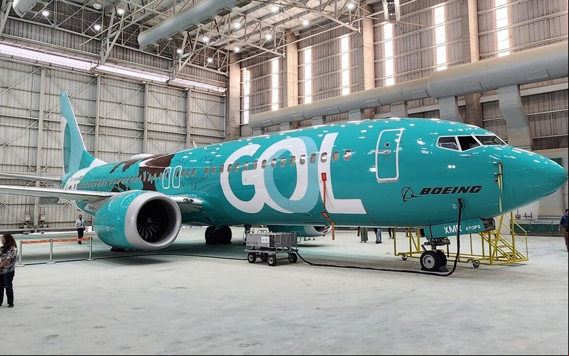737 MAX nas instações da Gol no aeroporto de Confins, em Belo Horiozonte. - Alisson Augusto Vilela