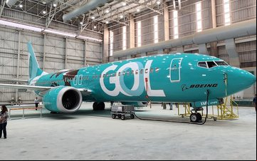 737 MAX nas instações da Gol no aeroporto de Confins, em Belo Horiozonte. - Alisson Augusto Vilela