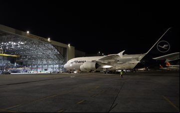 A380 matrícula D-AIMK nas instalações da Lufthansa Technik, em Manila - Divulgação