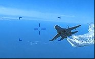 Imagens mostram a grande aproximação do caça russo do drone MQ-9 - Reprodução/DoD