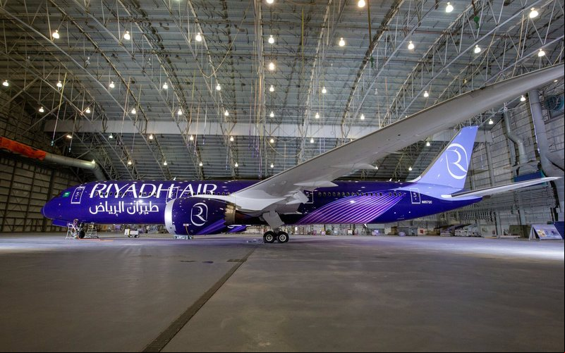 Pintura corporativa da Riyadh Air foi apresentada em junho ado - Divulgação