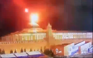 Suposto ataque com drone teria sido evitado pela defesa russa, mas o drone teria voado vários metros sobre o Kremlin até ser interceptado - Reprodução