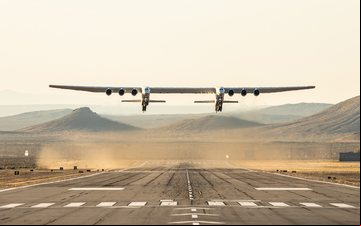 Conhecido como Roc o avião de fuselagem dupla usa componentes do Boeing 747 - Stratolaunch