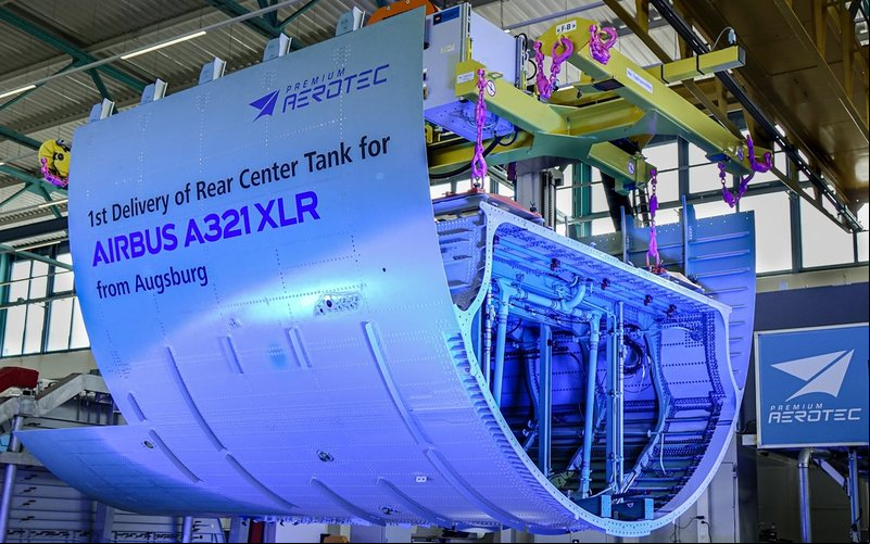 Tanque de combustível integrado na fuselagem do Airbus A321XLR - Aerotec