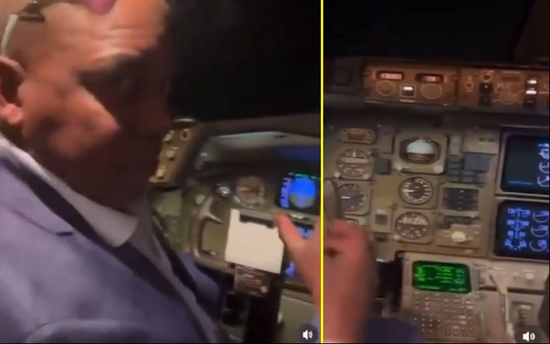 Suposto vídeo mostra um dos membros do time The Rockies sentado no assento do comandante - Reprodução Redes Sociais
