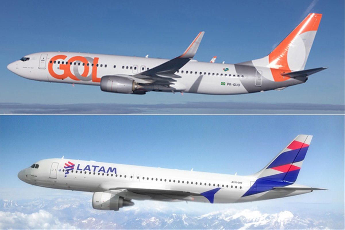Aeronaves da Gol e da Latam