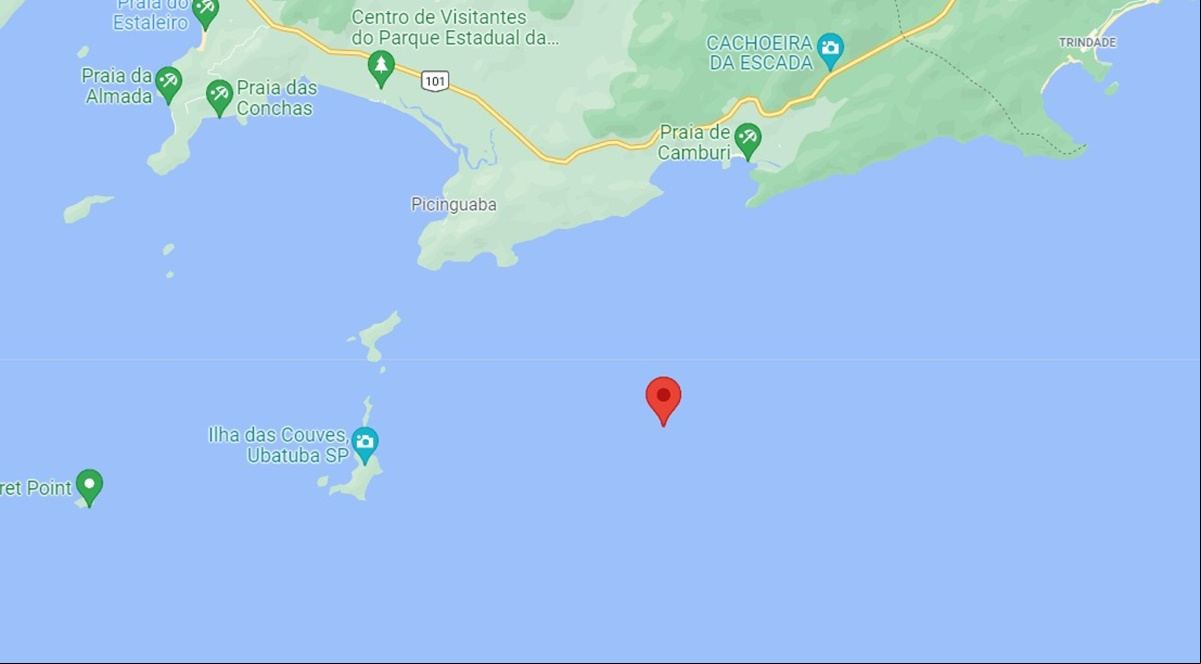 Localização aproximada do PP-WRS no mar