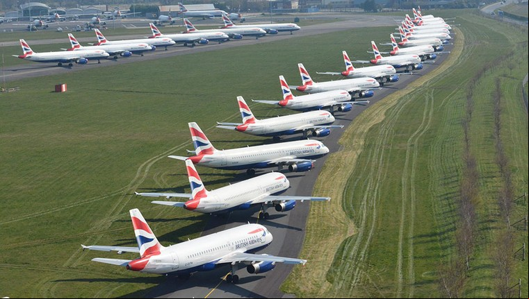 Airbus A320 em estocagem no bournemouth airport