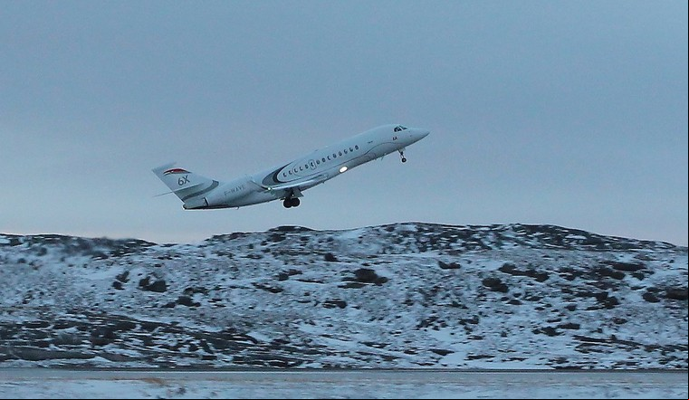 Falcon 6X durante testes em clima frio no Canadá